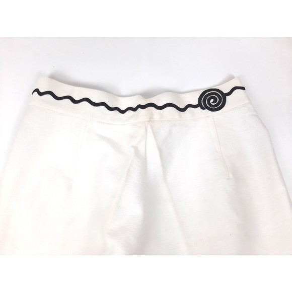 Vintage 1980s Gene Ewing White Stirrup Pants Black Scroll Design Womens Size 8 - Picture 6 of 12